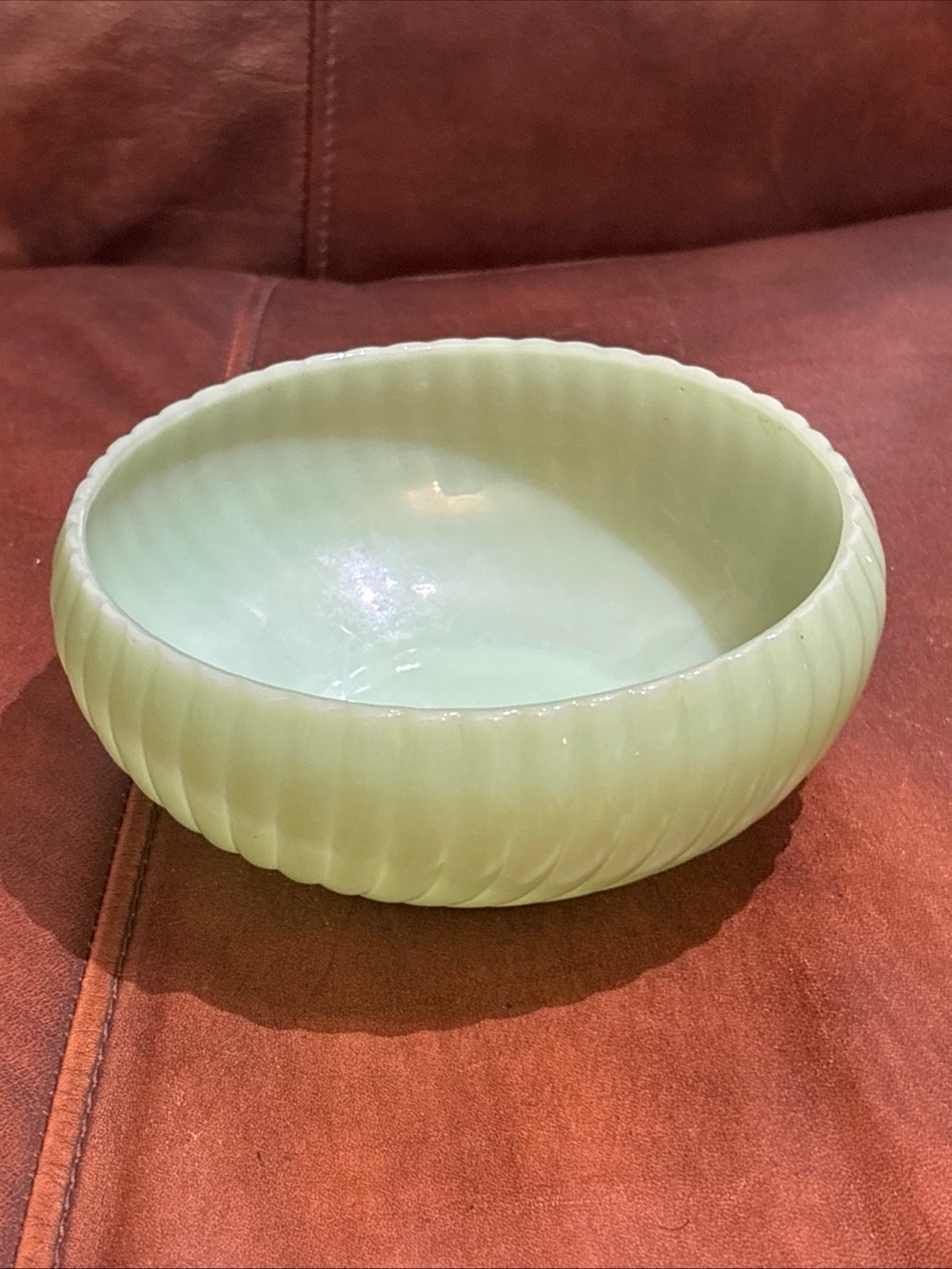 Jadeite Ribbed Bowl Green Bulb Bowl Planter Mint Green Bowl